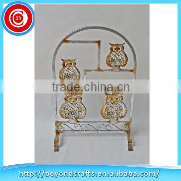 Wholesale antique floor standing indoor decoration iron owl candlesticks                        
                                                Quality Choice