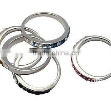 Sterling Silver Austria Crystal Rings, Multicolor, 16.8mm inner diameter, 3mm(RJEW-H028-M)