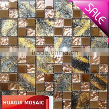 New design mix color glass and silver metal mosaic wall tiles Mosaic manufacturer in Foshan