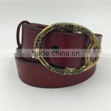 men's full leather popular embossed carved bronze colored claps leather straps belts oem