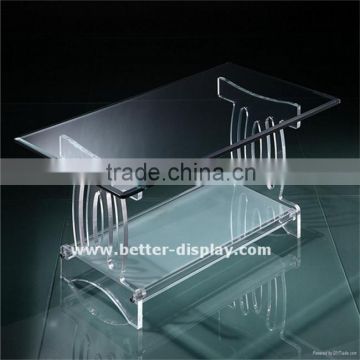 high quality acrylic coffee table with shelf