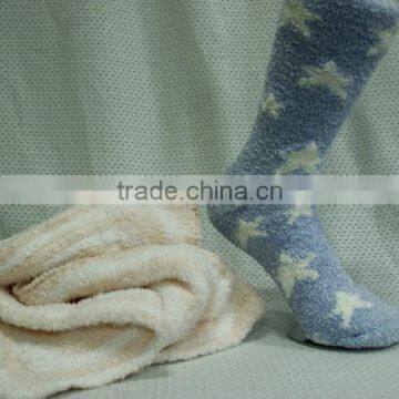 lovely white star blue fluffy socks