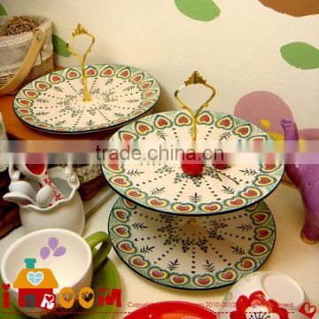 Colorfull Porcelain Double Cake Dinner Plate