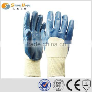 glove factory Blue nitrile glove 3/4coated knitted gloves for workers