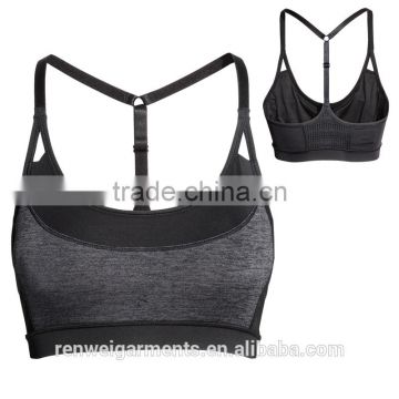 Custom breathable blank black yoga lingerie fitness sport bra woman