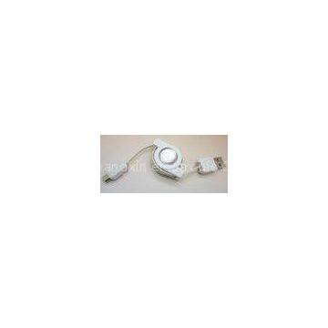 Retractable Micro 5 Pin Male To USB A Type Data Cable White For BlackBerry / HTC