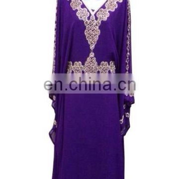 Navy Blue Wedding Party Wear High beaded Flower Pattern Farasha with Belt moroccan dress kaftan for sale