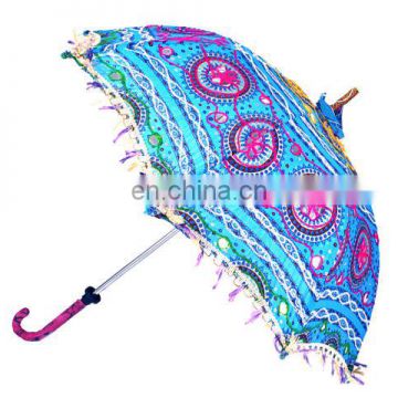 Handmade Cotton Sun Embroidered Decorative Ladies Summer Indian Parasol Umbrella Wedding Decor Party