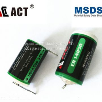 Primary 1/2AA size Li-SClO2 3.6V lithium battery
