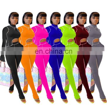 2020 Autumn Hot Sales Women Striped Fashion Two Piece Clothing Set Ladies Fitness Yoga Suit 2 Piece Set Women Clothing Set