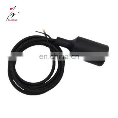 Tonghua Vintage Simple DIY Lamp Set Black E26 E27 Silicone Lamp Holder Round 2*0.75mm Braided Electrical Wire 1.5m Decoration