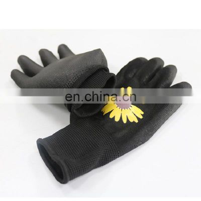 En388 4131 White Grey Black Knit Nylon Pu Gloves Palm Fit Pu Coated Gloves