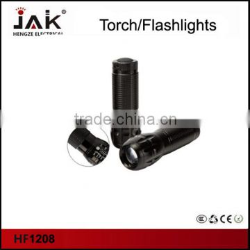 HF1208 led high power aluminium self defensive flashlight zoom lens JAK