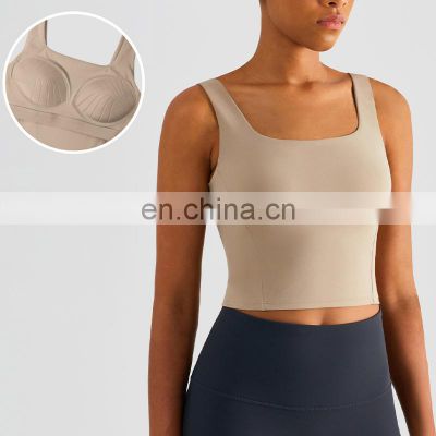Manufacturers Supply Fitness Apparel Stretch Comfortable Sexy Gym Wear Yoga Vest Top Women Sports Active Fixed Pads Bra Top