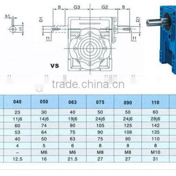 NRV..VS series worm gear speed reducer with output flange