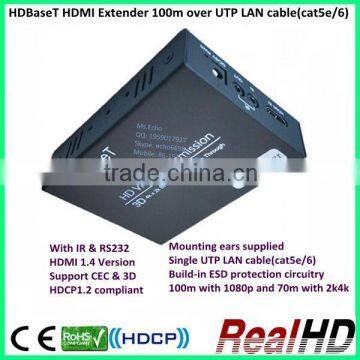 2016 Best Selling 100m HDBaseT V1.4 HDMI Extender by cat5e/6