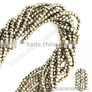 brown pyrite beads,AAA quality 3-4mm rondelle faceted gemstone,	wholesale beads in bulk