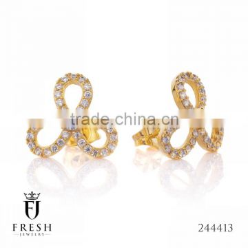 Fashion Gold Plated Earring - 244413 , Wholesale Gold Plated Jewellery, Gold Plated Jewellery Manufacturer, CZ Cubic Zircon AAA