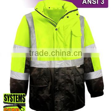 High-vis yellow safety reflective jacket