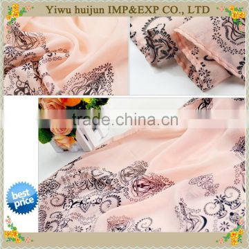 Factory Direct Sales Fashion Scarf Printed Flower Pattern Ladies Voile Scarf Wholesale