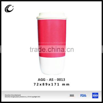 new design platic 16oz 400ml double wall big bottom coffee mug