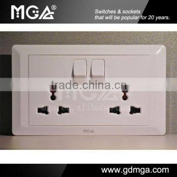 13A 2 gang 3pin universal socket with switch