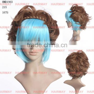 3/4 short hair wigs with brazilian hair, naturle maching to your real hair