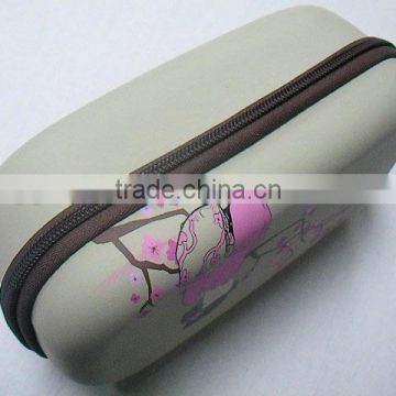 GC---EVA promotional Brown zipper inside silk-print EVA cosmetics case