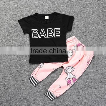 S17492A 2017 summer baby clothing sets baby girl 2 piece suits