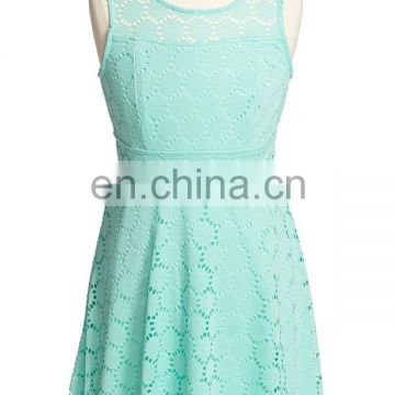 Vintage flair polyester sleeveless lace dress