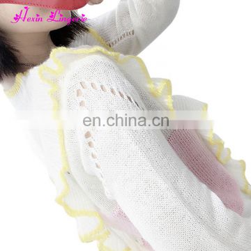 Fast Shipping manufacturer winter hollow long sleeces women knitted custom sweater