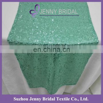 SQN#22 Jenny Bridal Mint Green Glitter Sequin Table Runner