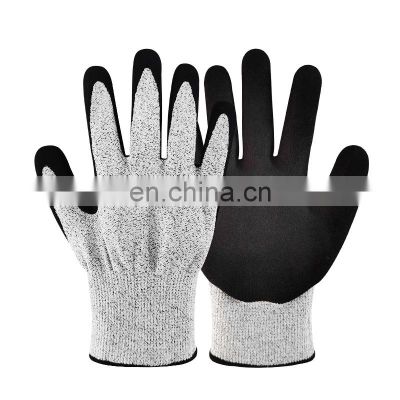 Glove & Safety 13-Gauge HPPE Blend Sandy Nitrile Palm - Cut Level 5 ANSI Abrasion 4 Size S-XL  Black/Grey