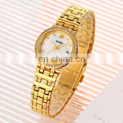 Famous Brand Skmei 1809 Lady Quartz Watches with Crystal Luxury Diamond 2021 Trend Design Women Fashion Watch