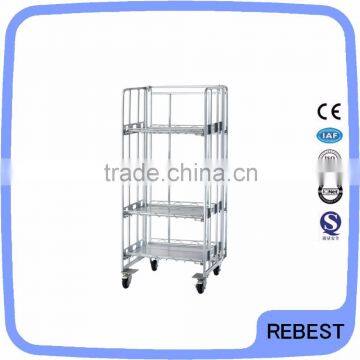 Folding steel material warehouse hand trolley