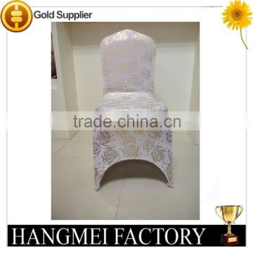 Hotel elastic chair coverings, wedding and banquet chair cover back with rose