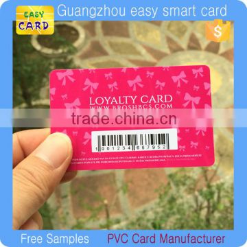 Custom printed PVC loyalty membership card with UV barcode