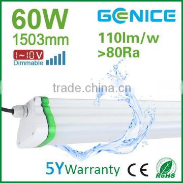 100 lm/w IP65 Tri-proof LED lights 220volt 1500mm 5ft 60w dimmable led tri-proof tube                        
                                                Quality Choice