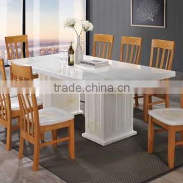 Stainless Marble Dining Table Solid Wooden Chair