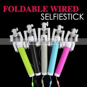 new 2016 accesories for phone cable selfie stick, wired selfie mini monopod, audio cable wired selfie stick