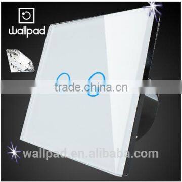 Wallpad LED Backlight Waterproof White Crystal Glass 110~250V 2 Gang 2 way Touch Screen Light Control Electrical Wall Switch