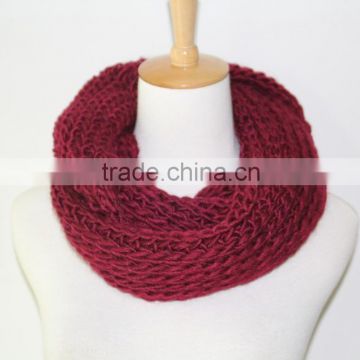 Stock Item cheap knit neck warmer circle scarf burgundy loop scarf