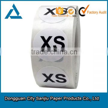 Customized Garment Size Self Adhesive Labels For Clothing