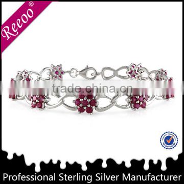 Classic flower design solid silver bangle bracelet, sterling silver bracelet casting