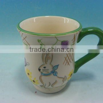April hot sale easter big ceramic cup with handle