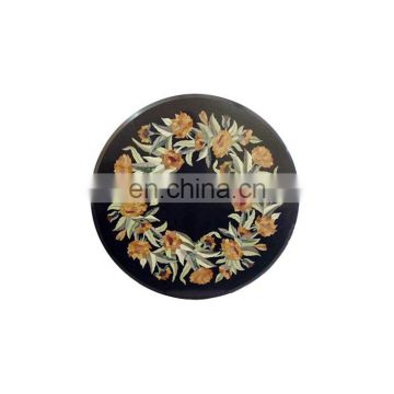 Round Shape Marble Inlay Table Top Coffee Table Top