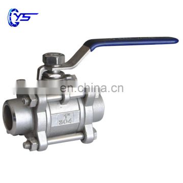 High Pressure Female NPT Thread Quick Install 3PC Ball Valve With Handle