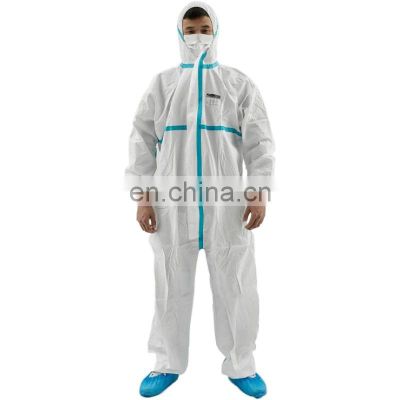 Cheaper disposable microporous waterproof painting coverall with strip for chemical