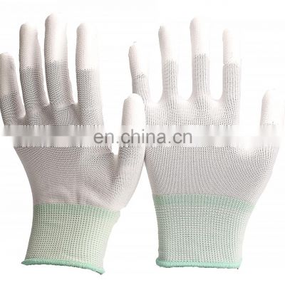 Anti static Polyurethane Coating Inspection Working Gloves PU Top Fit Gloves PU Fingertips Coated Cleanroom Gloves
