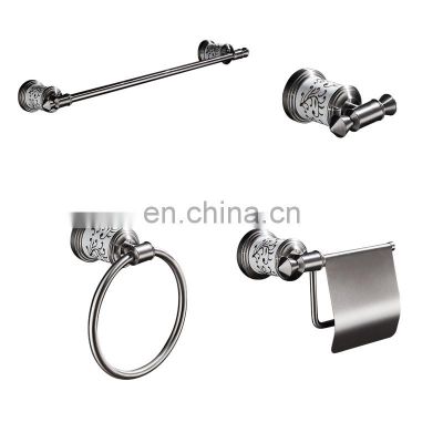China Stainless steel home accessory bathroom fittings high quality toilet hardware ceramic towel bars set luxury shower ss